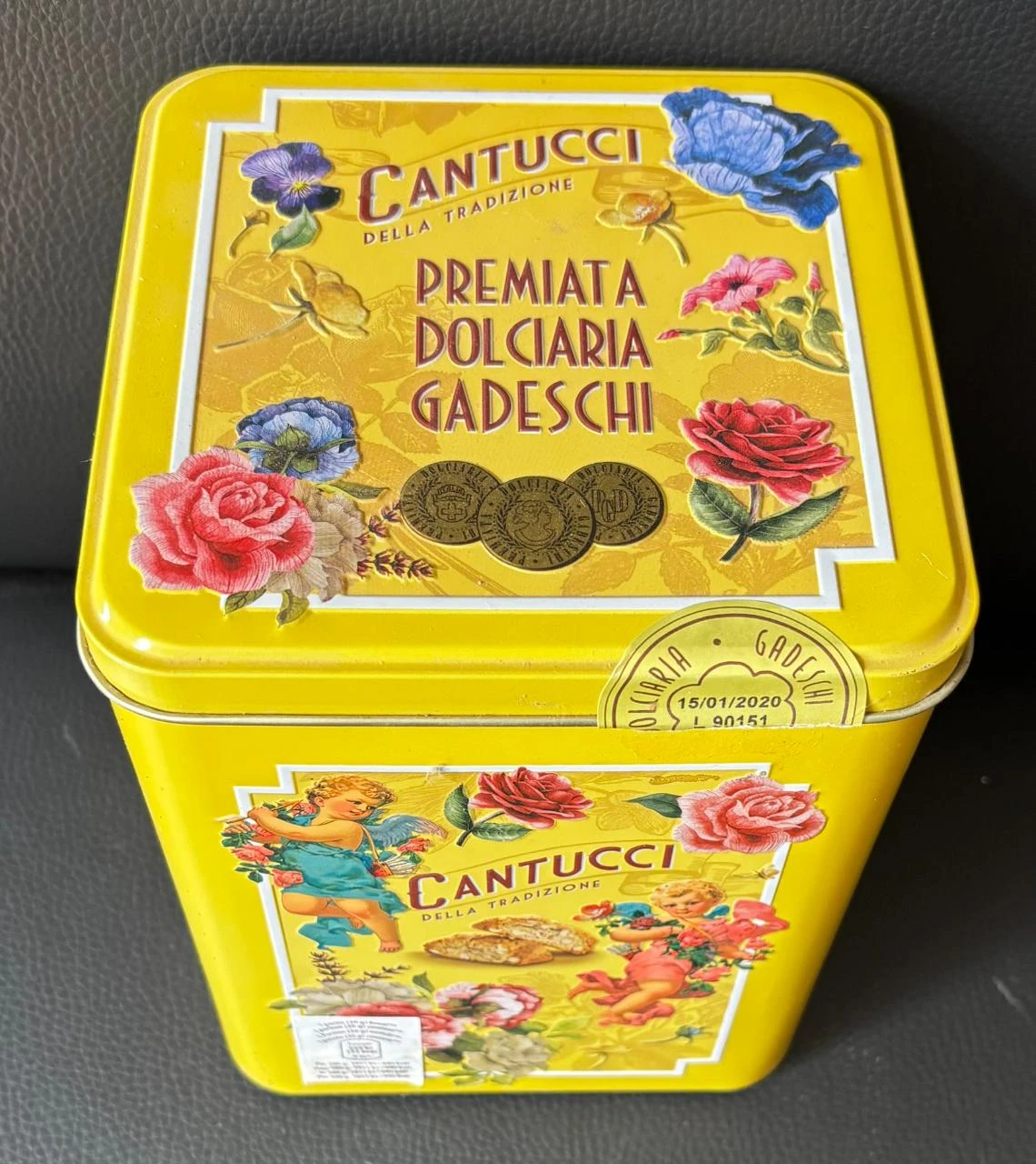 🌹 Boîte en Métal Vintage Cantucci Gadeschi au Décor Romantique Anges & Roses